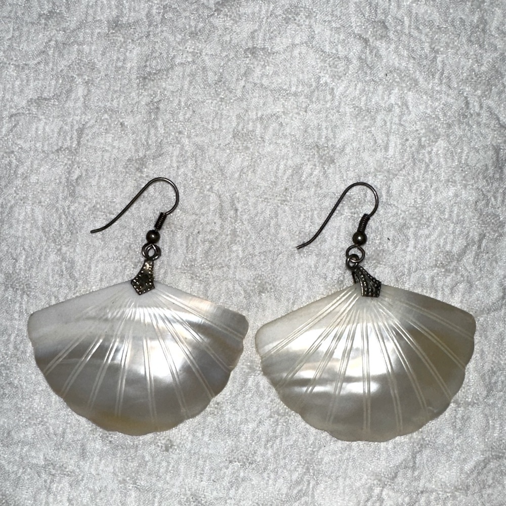 Vintage carved shell earrings